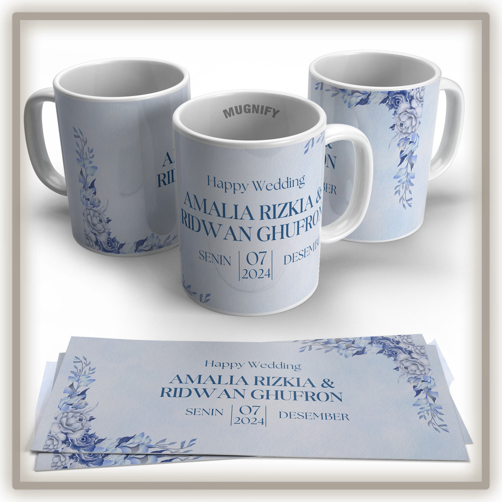 Souvenir Pernikahan Gelas Mug Custom Elegan | Hadiah Spesial Unik