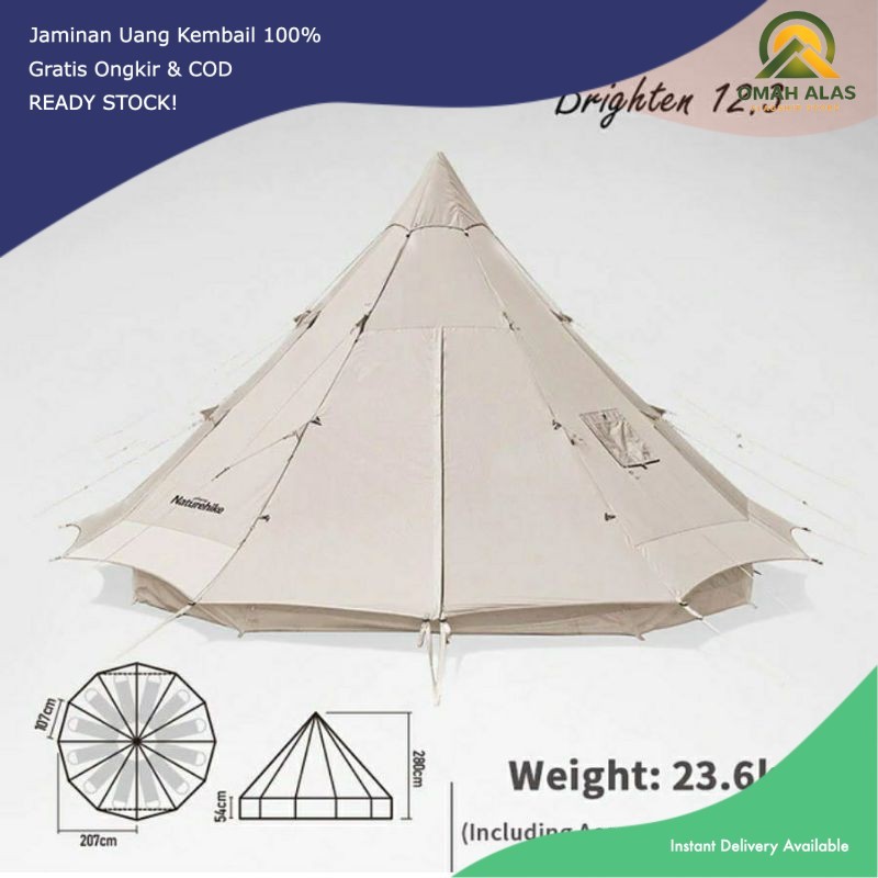 TENDA GLAMPING BRIGHTEN 12.3 COTTON TENT NATUREHIKE NH20ZP005