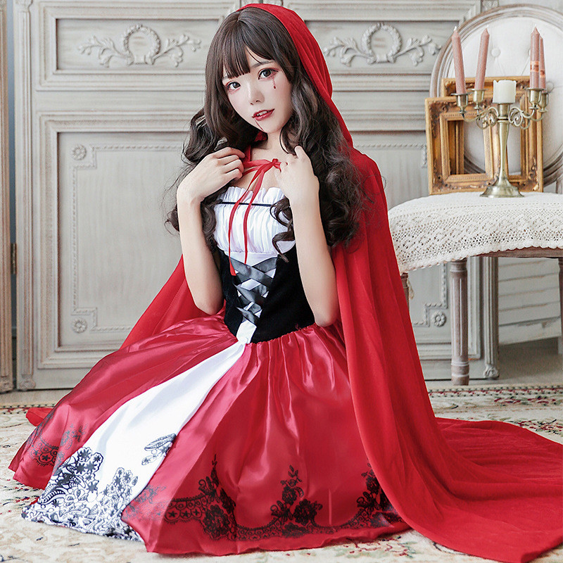 CC-35 red riding hood gadis bertudung merah cosplay costume anime kostum penyihir