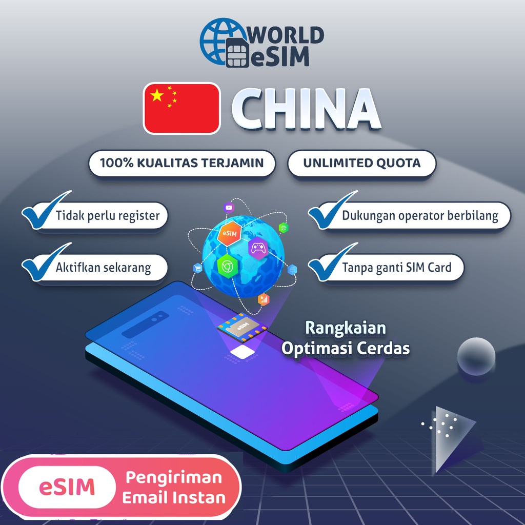 Worldesim eSIM China Include VPN Unlimited Internet Kuota Data | eSIM China True Unlimited