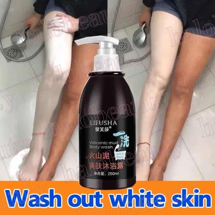LIFUSHA Body Wash Lumpur Vulkanik Whitening Anti-Aging Mud Cleansing Pemutih Kulit 250ml