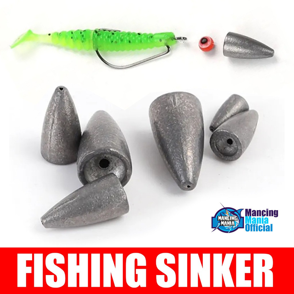MANCING MANIA Timah Pemberat Kerucut Sinker Umpan Pancing Carolina Rig Softlure Ajing Rayap Paddle C