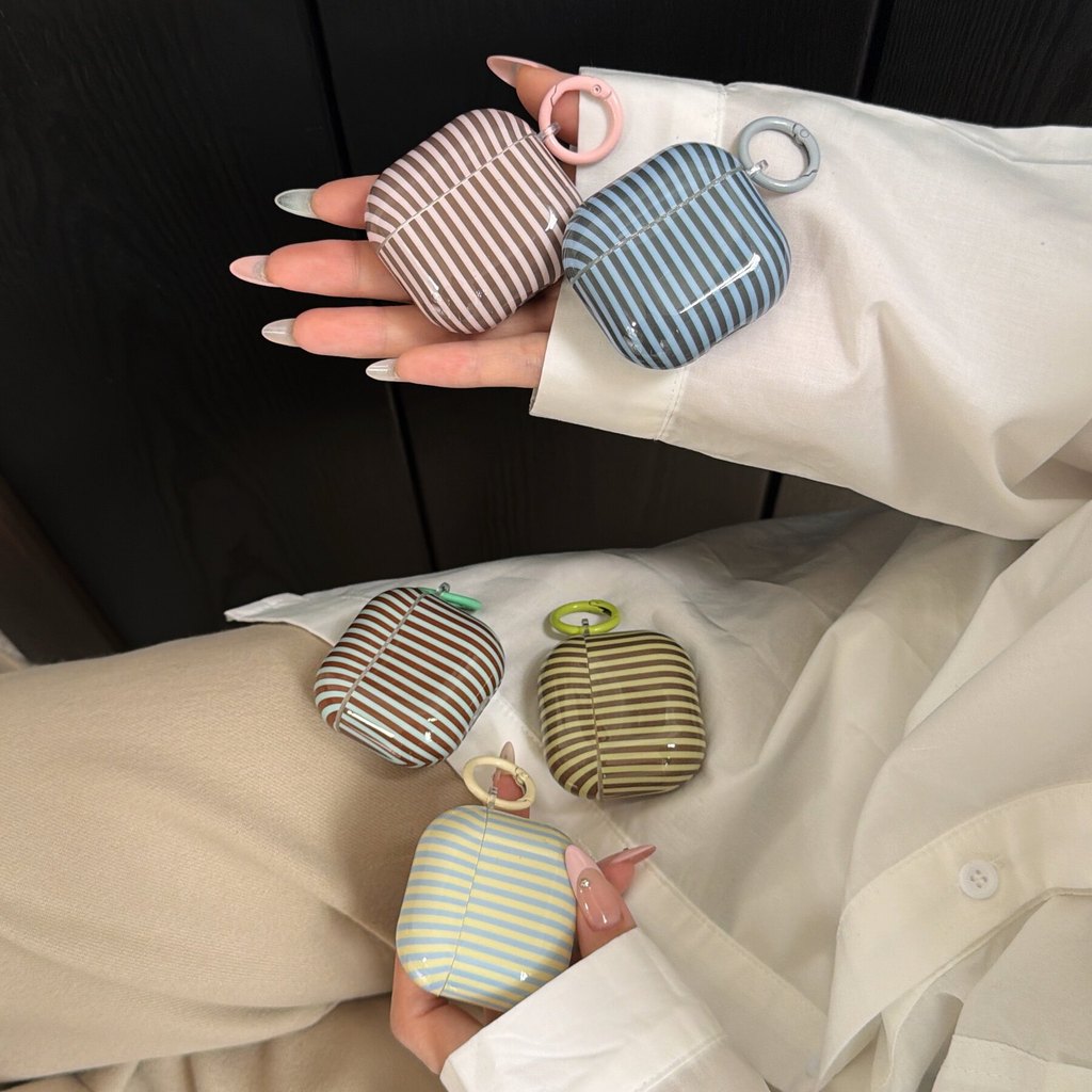Korean style retro contrasting stripes suitable for Apple AirPods S4 protective case AirPods Pro3 he