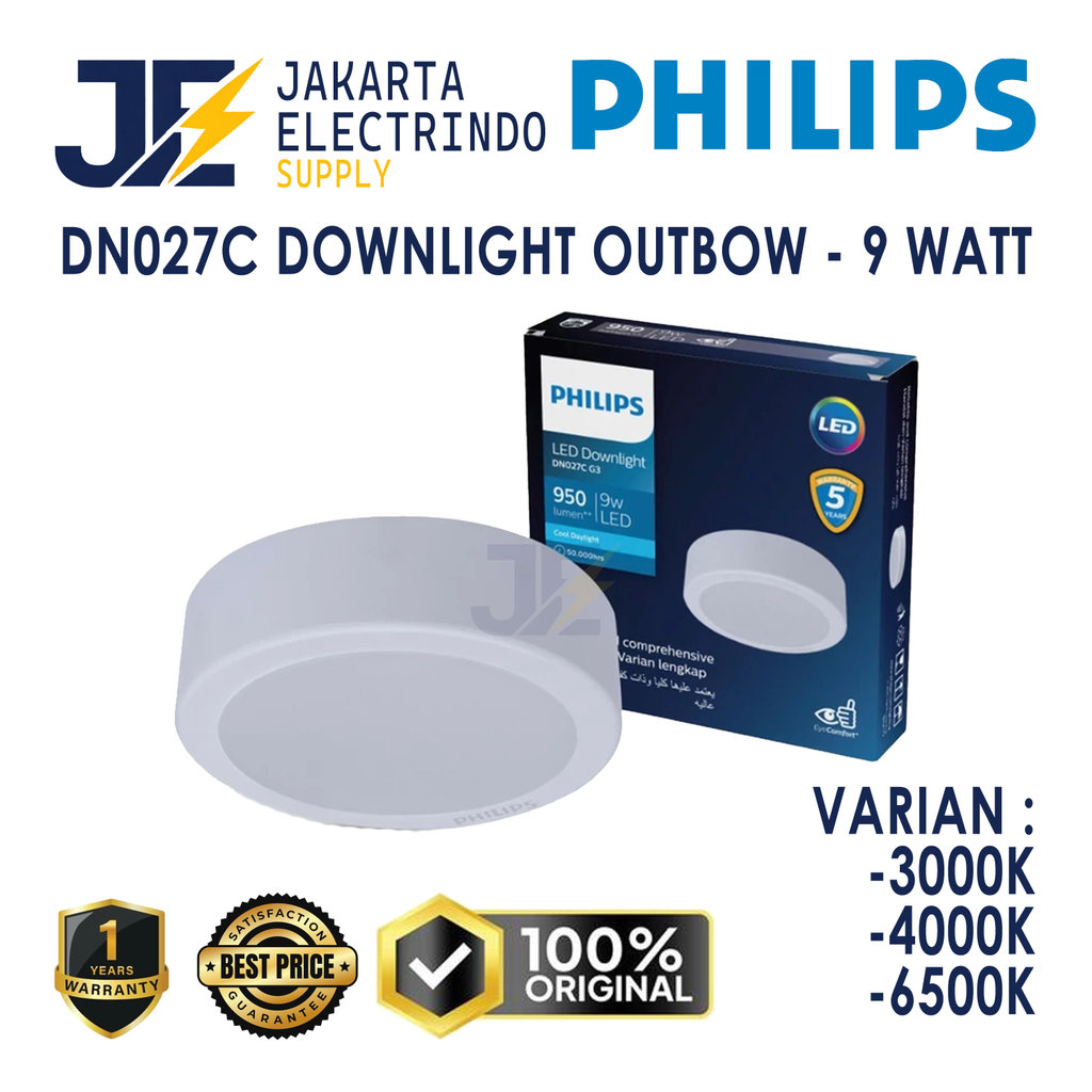 Philips DN027C G3 Lampu Downlight Outbow 9W LED9 Bulat D150 - 9 W 9 Watt 9Watt