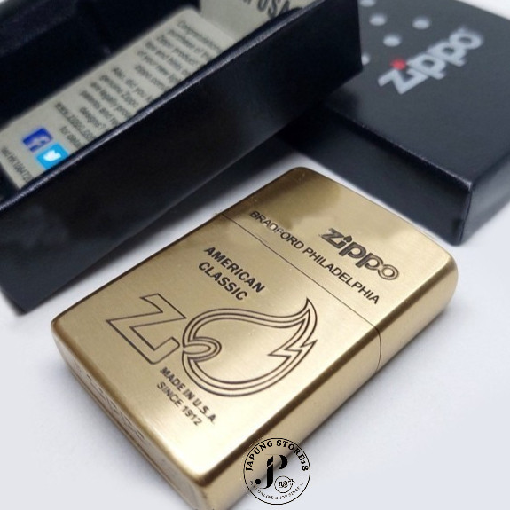 Korek Api zippo denting 1x nyaring Side Gold Matte Grafir American Classic like ori