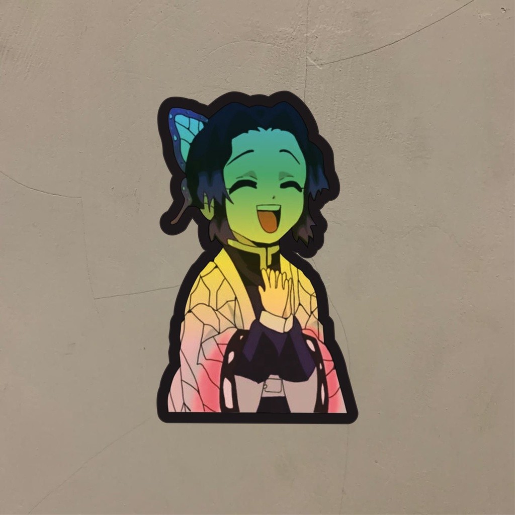 Stiker Anime Hologram Shinobu Kocho Demon Slayer Stiker Case Hp dan Laptop 7 Cm