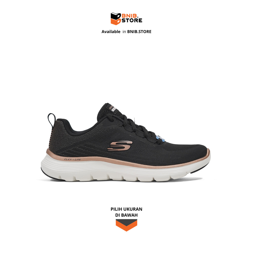 Skechers Sepatu Sneakers Wanita Flex Appeal 5.0 Luxe Glow Black Rose Gold [150217BKRG] Original