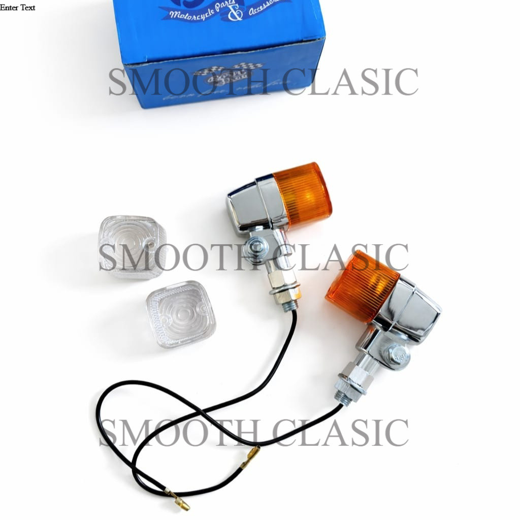 Sen Kotak Chrome Bornfree Universal Lampu Sein Motor Custom Klasik