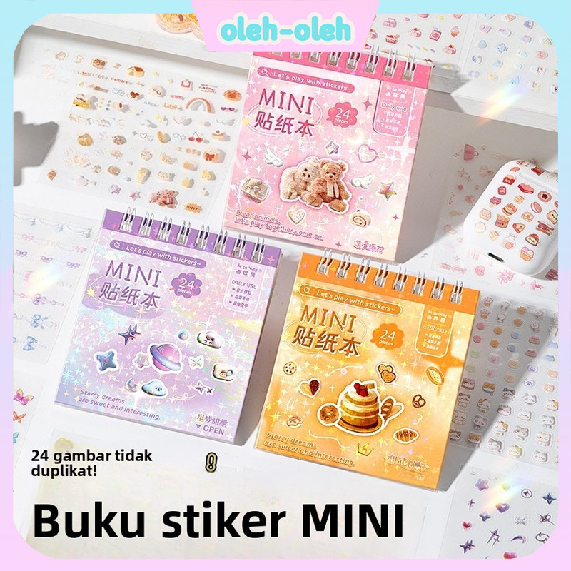 24 Buku Stiker Seri Lucu Mini/Stiker Dekorasi Binder Buku Tempel Stiker Diary DIY Stike
