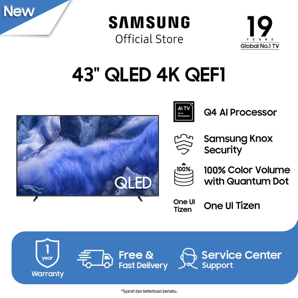 Samsung Smart TV 43" QLED 4K QEF1 | Q4 AI Processor | Samsung Knox Security | QA43QEF1AKXXD