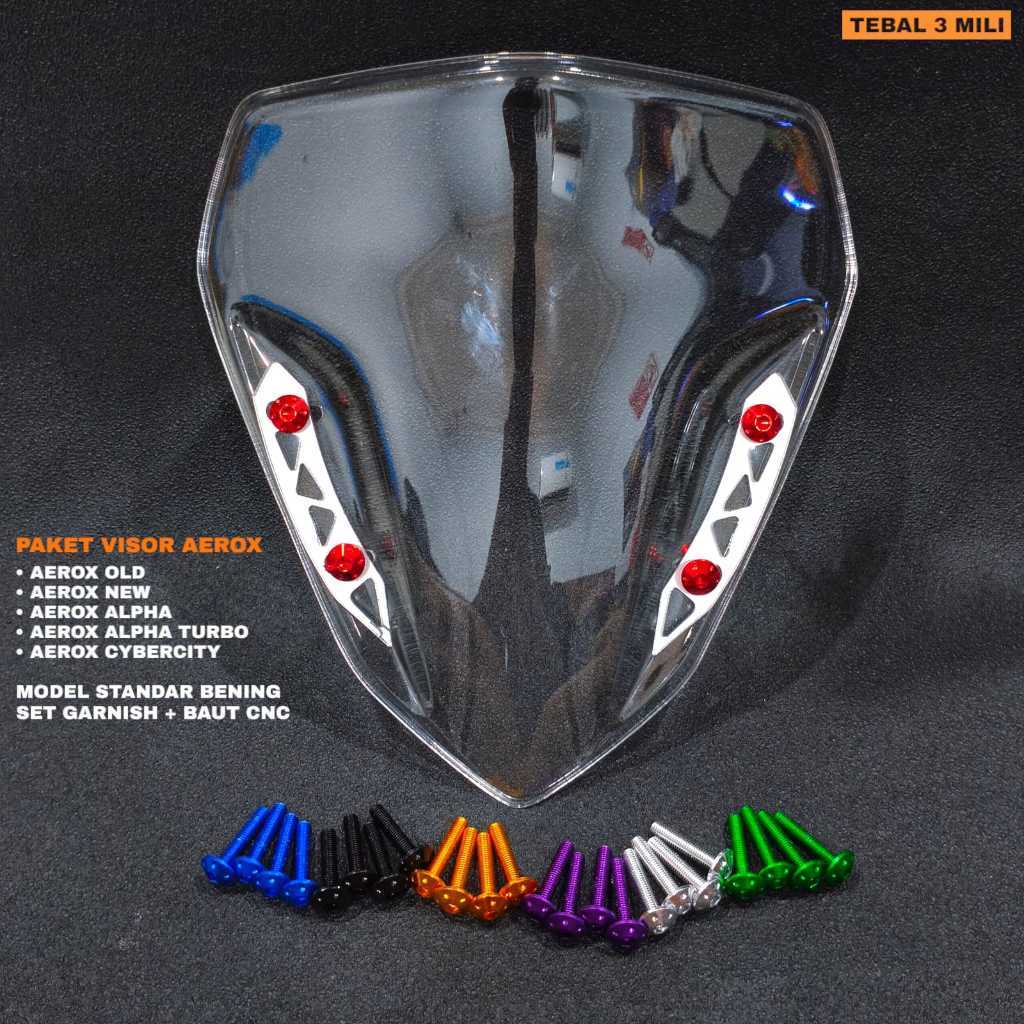 VISOR AEROX STANDAR BENING SET GARNISH PLUS BAUT CNC PNP AEROX OLD/AEROX NEW/AEROX ALPHA/AEROX TURBO
