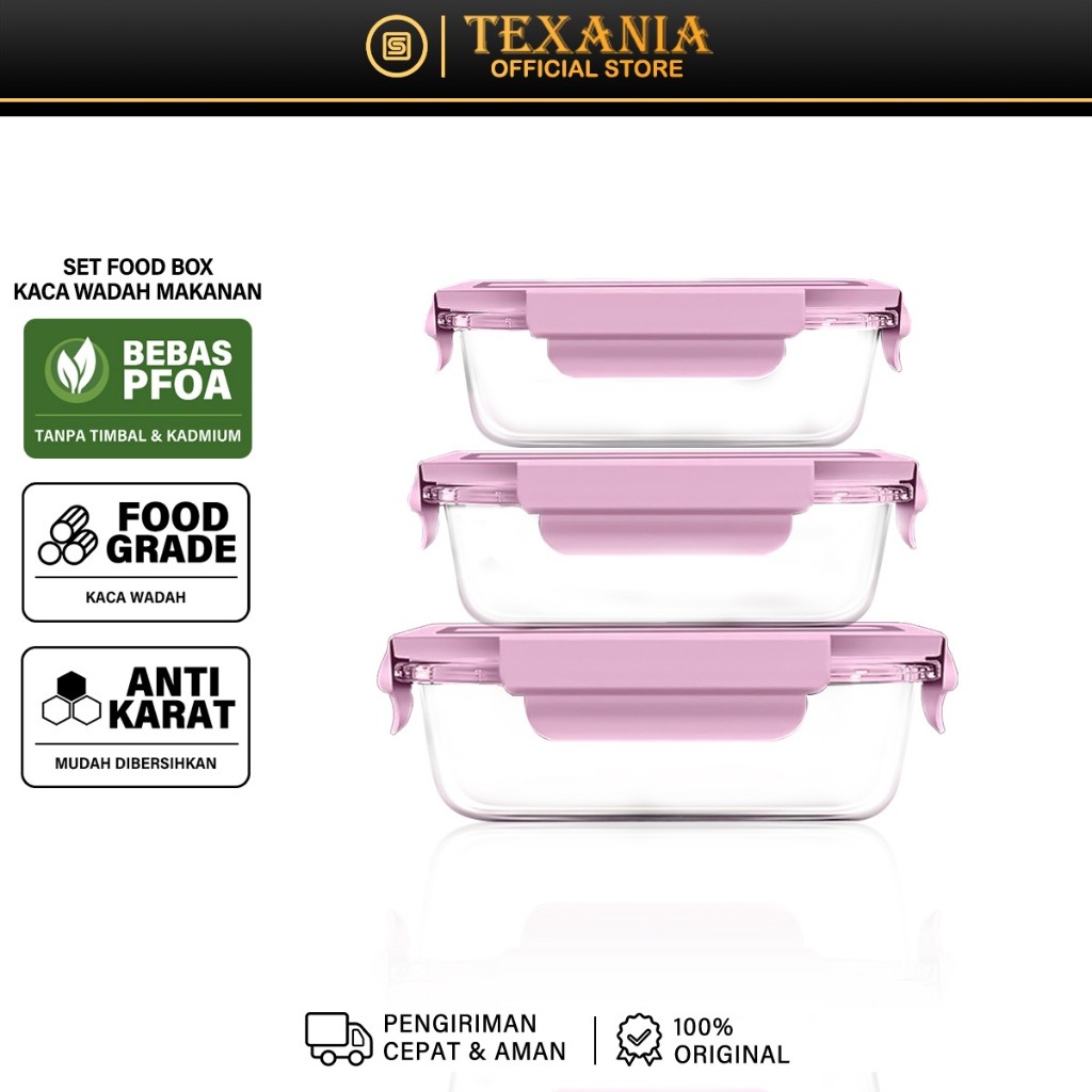 SET FOOD CONTAINER - FOODBOX KACA WADAH MAKANAN - WADAH SAYURAN WADAH BUAH BUAHAN - BISA FREEZER DAN
