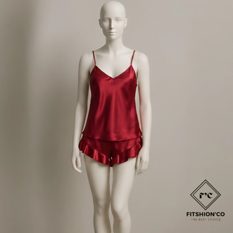 Baju Tidur Wanita Set Setelan Celana Tidur Piyama Rumah Satin Silk Premium Sleepwear Santai  0068