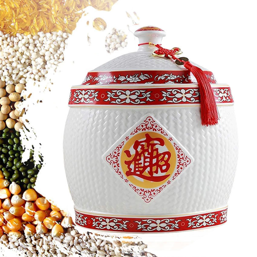 Tempat Beras Keramik Wadah Guci Beras Keramik Fengshui Untuk Digunakan Di Rumah