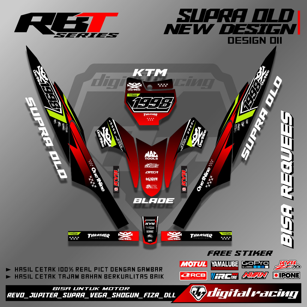 (COD) Decal RBT Supra x 125 Old Lama Papan KTM Body Supra Spakbor Blade Custom Desain Racing