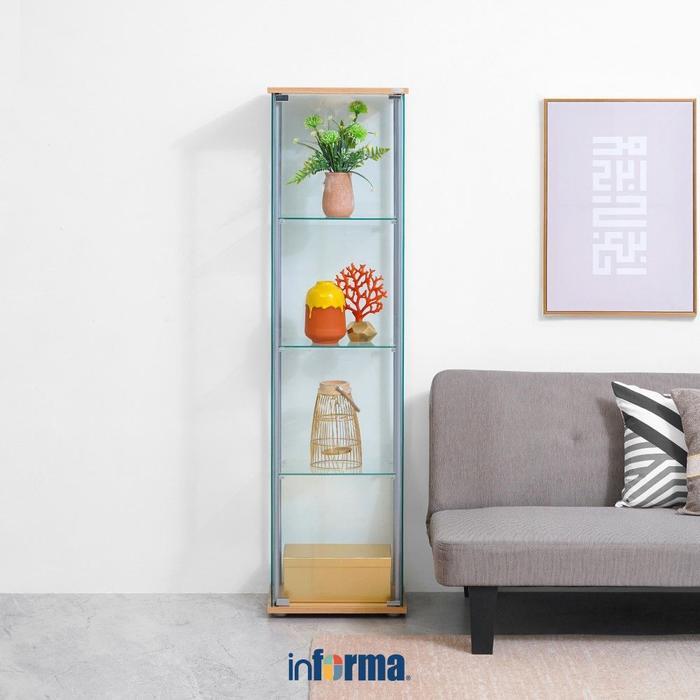 samimoro market Informa Newvy Curio Lemari Pajang 4 Tingkat - Natural Beech Rak Pajangan Etalase Min