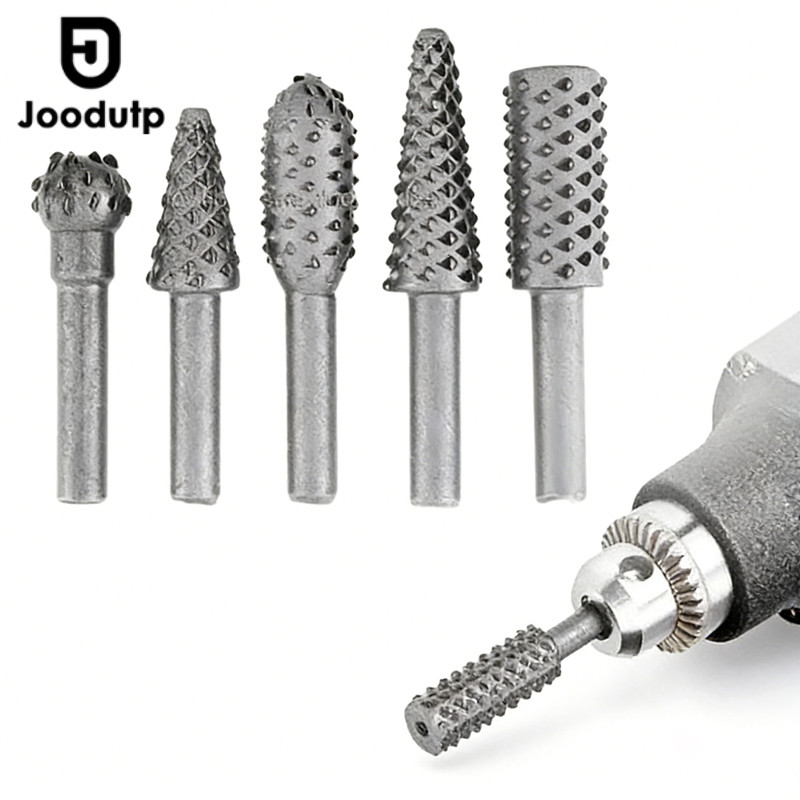 JOODUTP Mata Bor Kikir Kepala Mesin Bor Ukir Ukiran 1set 5pcs Penggiling Kayu / Besi Milling Power R