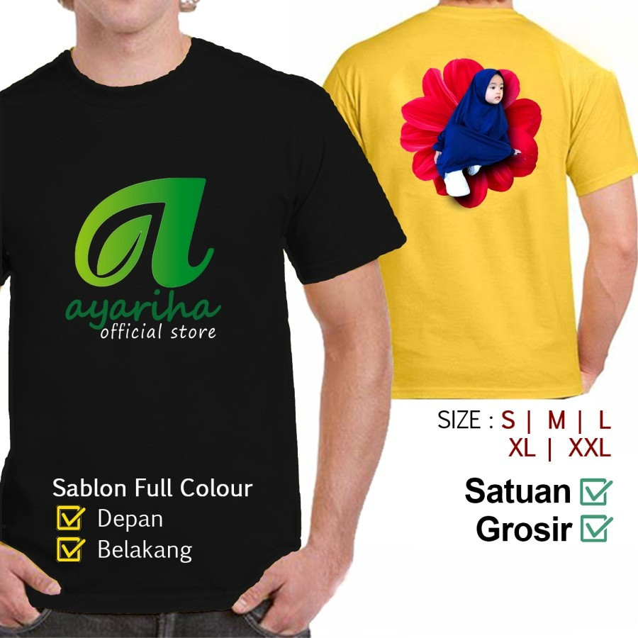 Baju Kaos Kostum Sablon Satuan Logo/Foto