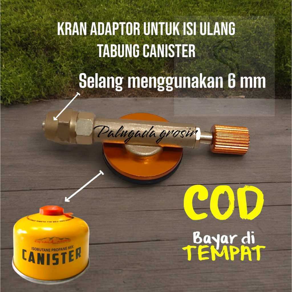 PROMO Kran Stop Keran Gas Kaleng Ulir Canister Adaptor Refill Gas Camping