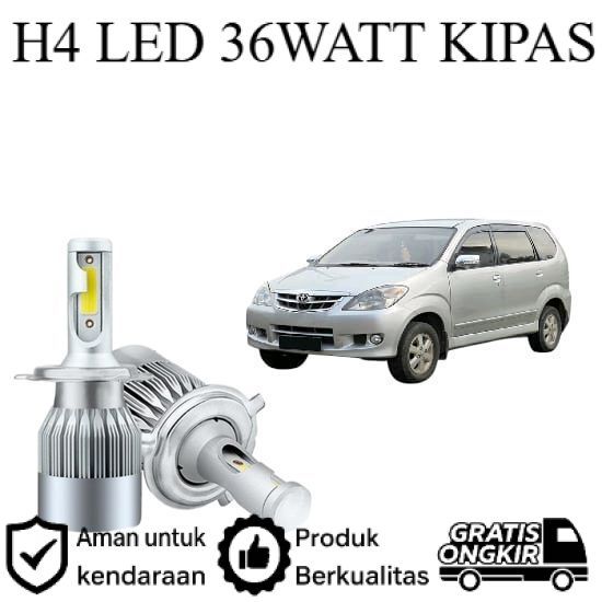 ORIGINAL 2pcs Lampu Utama LED H4 COB 36Watt Mobil Toyota Avanza gen1 2004 2011 Lie Cheng