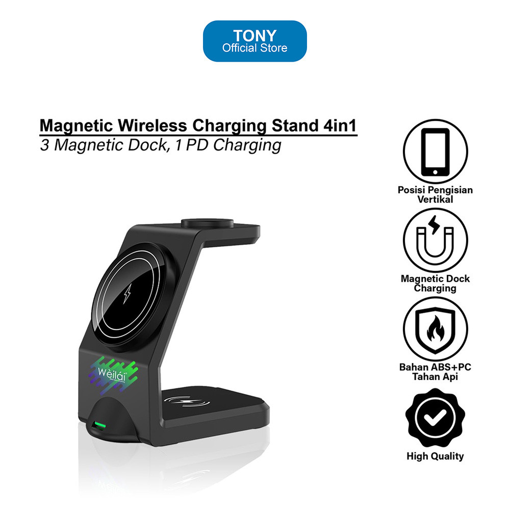 Wireless Charger WEILAI WL-238 - 3 In 1 Magnetic PD 30W Stand - WL-238