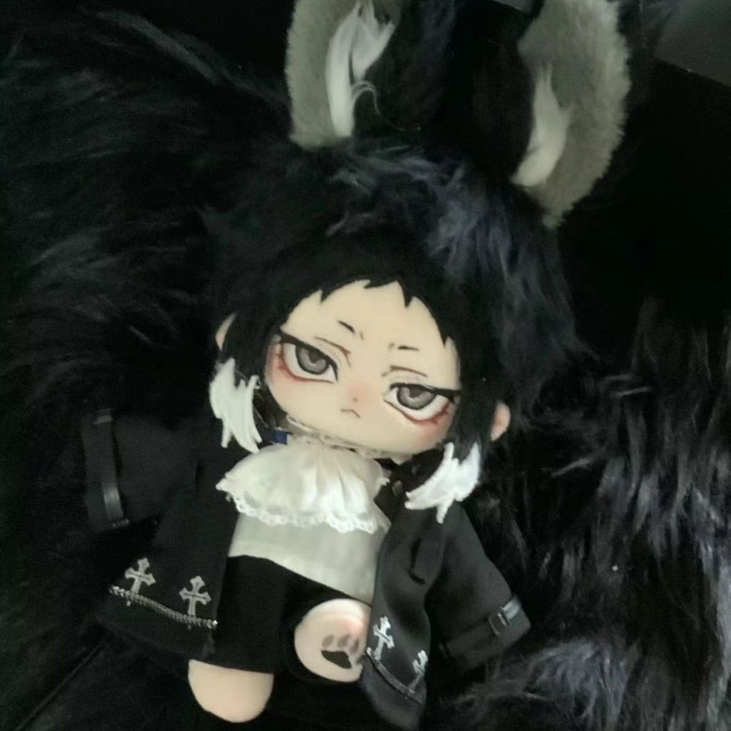 20cm Anime Bungo Stray Dogs Ryunosuke Akutagawa Handsome Attribute Cosplay Soft Plush Doll Body Dres