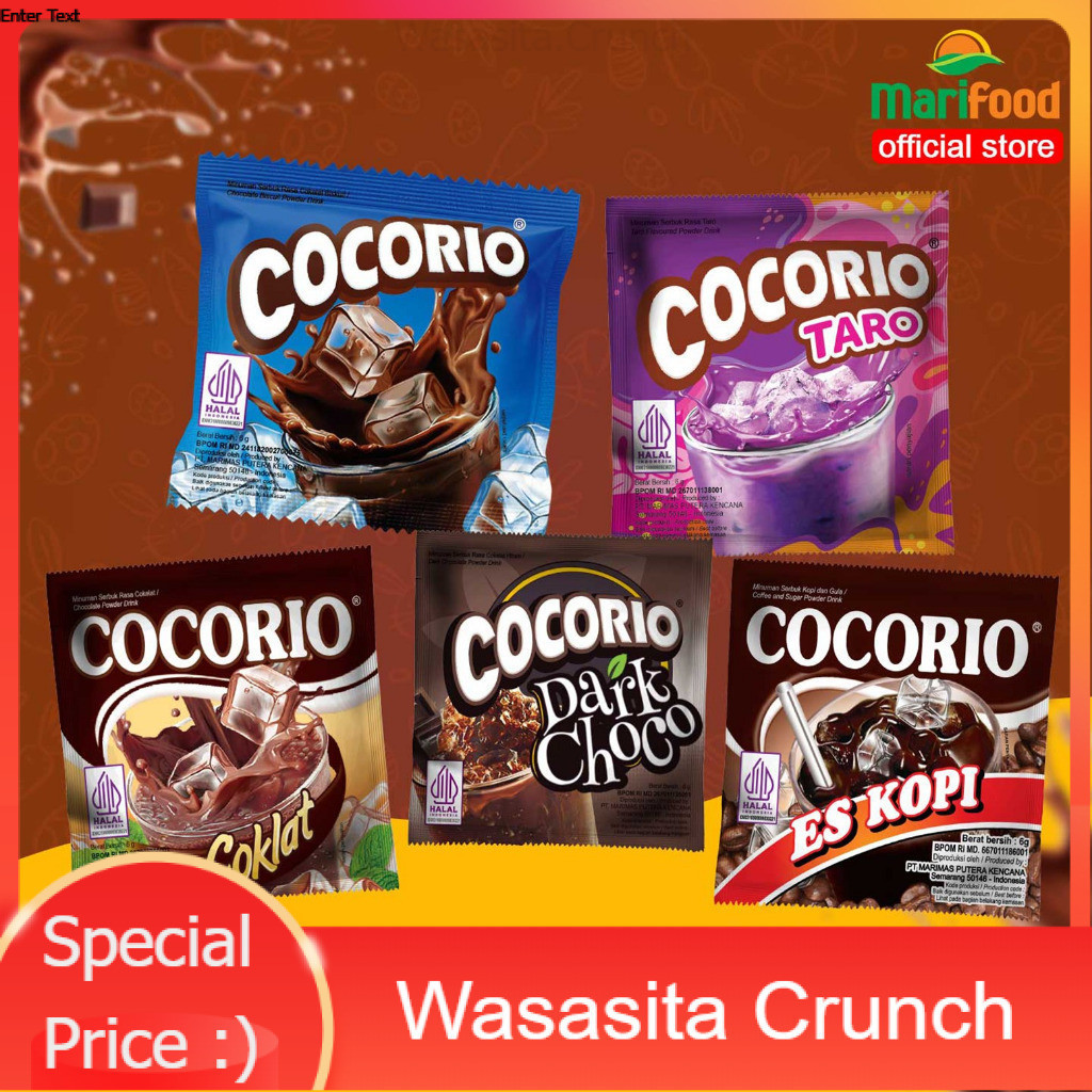 COCORIO - Minuman Serbuk Rasa Buah dan Coklat Kemasan 1 Renteng (10 Sachet) gula asli dan menyegarka