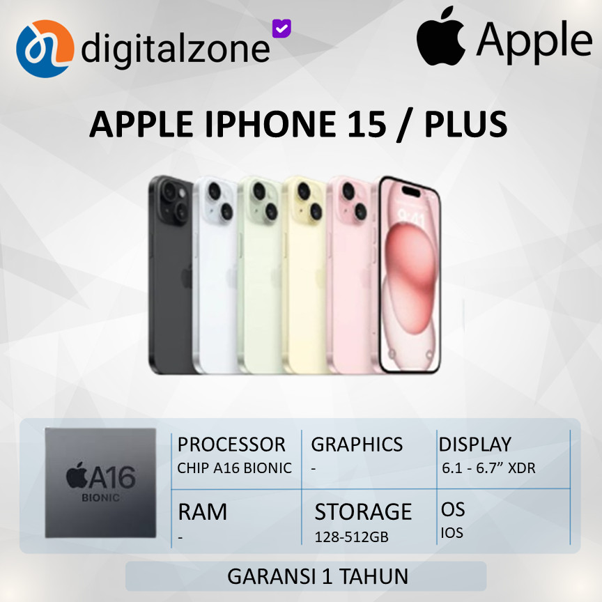 Apple Iphone 15 Iphone 15 Plus 128-256-512GB Garansi Resmi