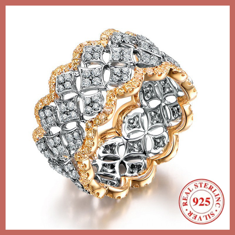 Ready Stock Cincin Emas Wanita Cincin Batu Permata Mahkota