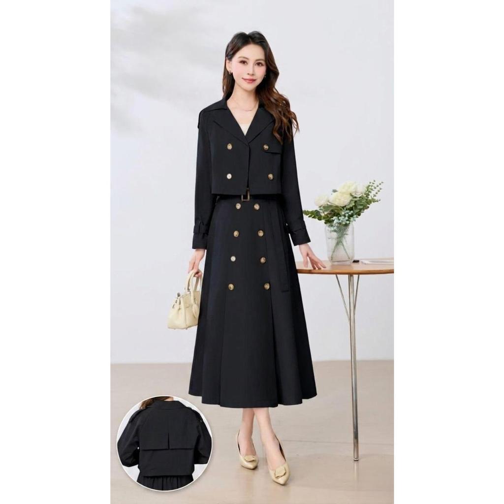 SMO-430 ONESET SETELAN ROK COAT AMMARA WANITA FASHION
