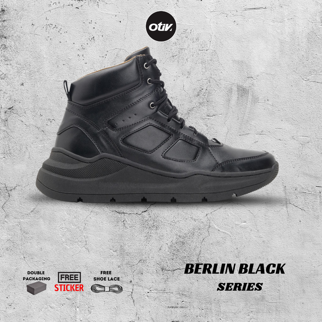 Otiv Berlin Boots Black | Sepatu Boots Kulit Casual Pria