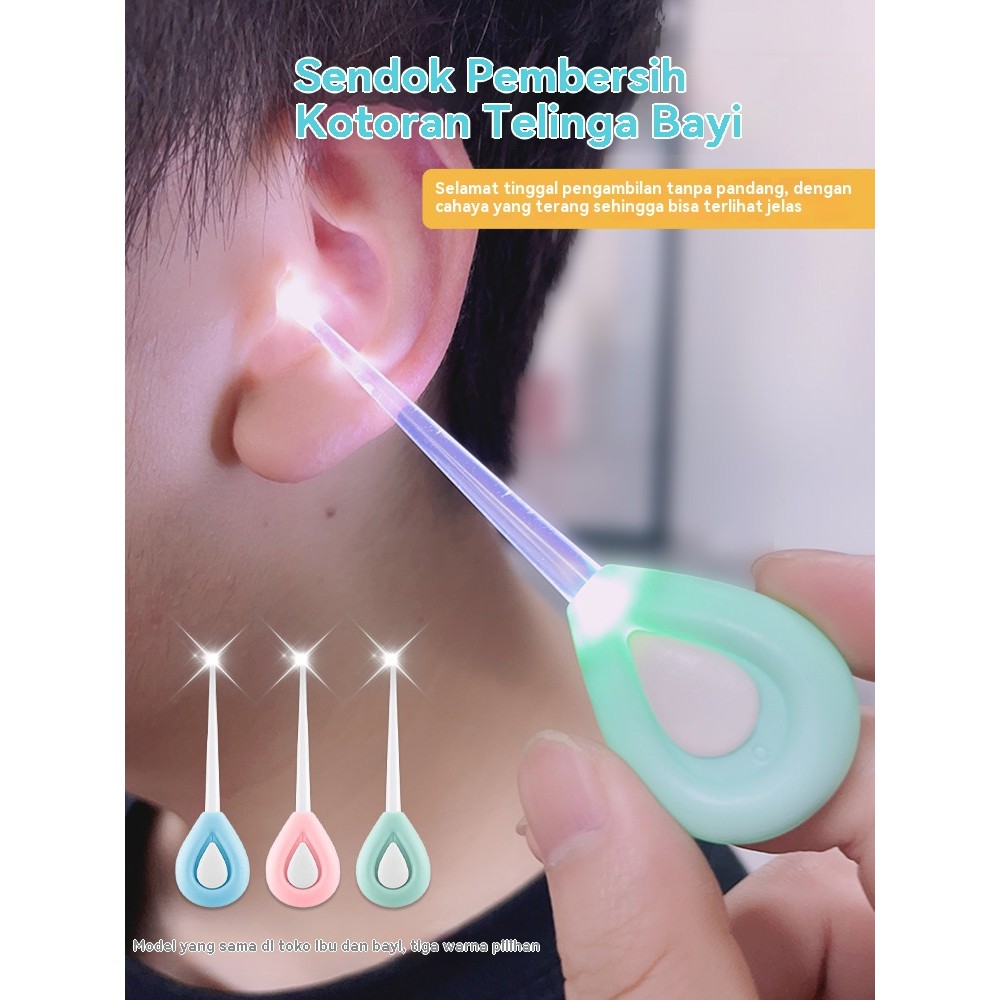 Hogokids Sendok Korek Kuping Bayi dengan Lampu LED, Alat Pembersih Telinga Aman untuk Bayi & Anak