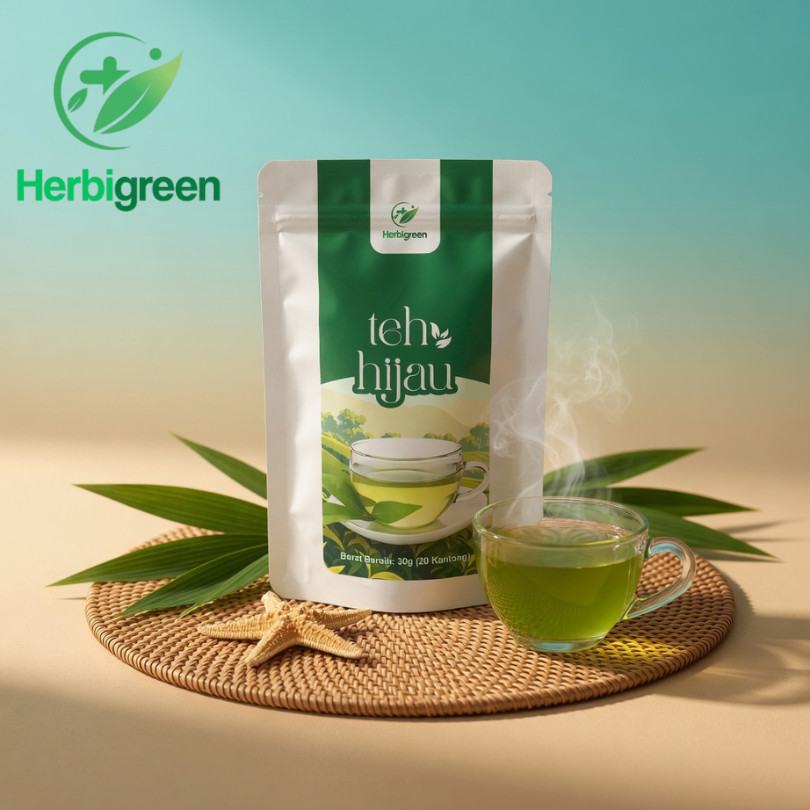 Teh Diet HERBIGREEN Healthy Slim Tea Detox Jati Cina Teh Hijau Premium Minuman Pelangsing Membantu M