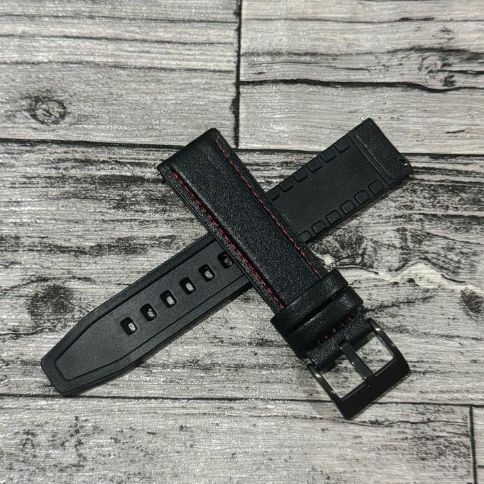 STRAP HUAWEI WATCH GT6 GT5 / GT 6 5 PRO 46MM MODEL LEATHER KULIT RUBBER - BLACK RED