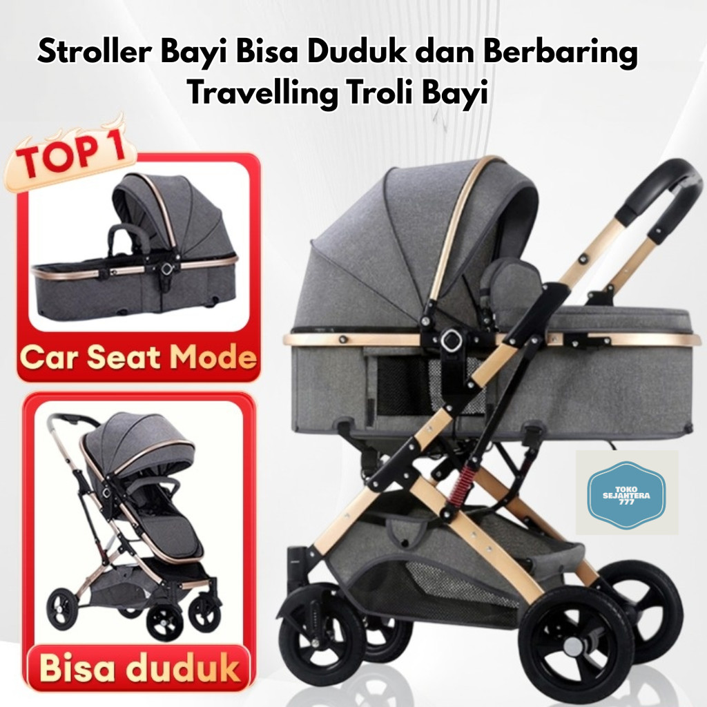 Stroller Bayi Bisa Duduk dan Berbaring - Stroller Baby Lipat Travelling Troli Bayi