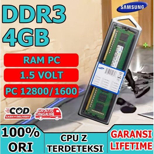 RAM PC 4gb - DDR3 - 2rx8 - PC3 - 12800U - MERK SAMSUNG - SAMSUNG 12800, MIKA