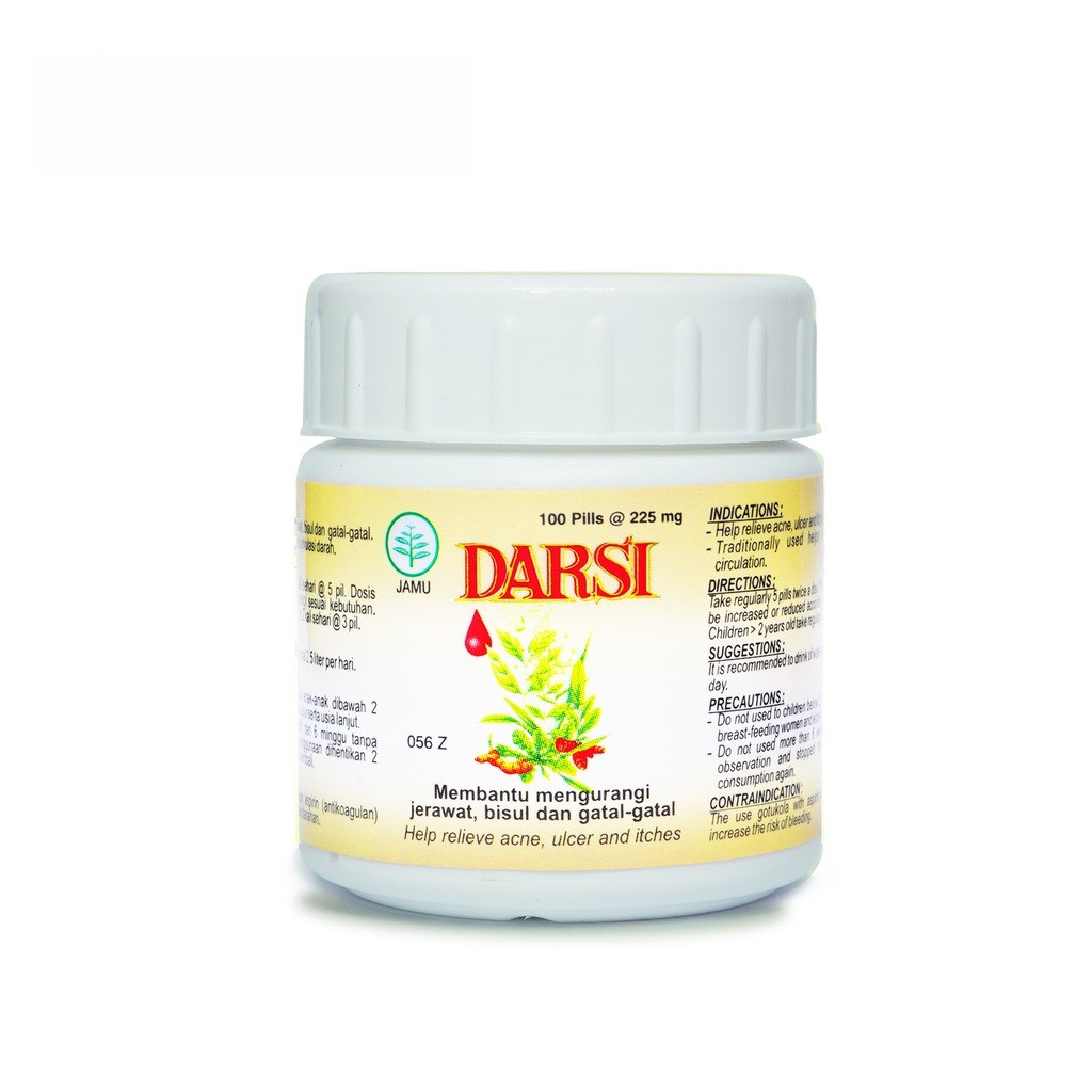 DARSI 100 PIL Obat Jerawat Herbal & Gatal-Gatal Ampuh - Bersih Darah Tradisional - Salep Bisul - Oba