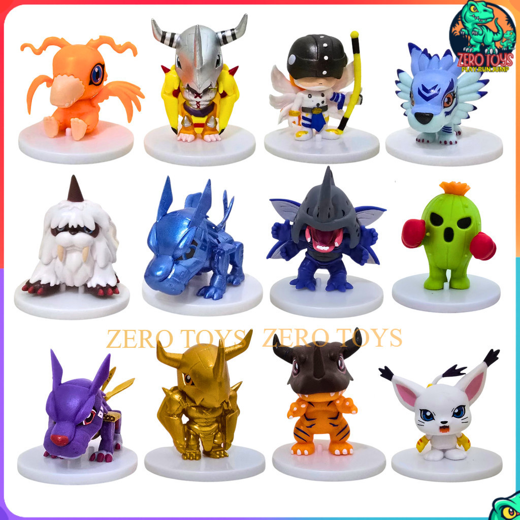 Action Figure DIGIMON Mainan Miniatur Digital Monster Chibi WarGreymon MetalGarurumon