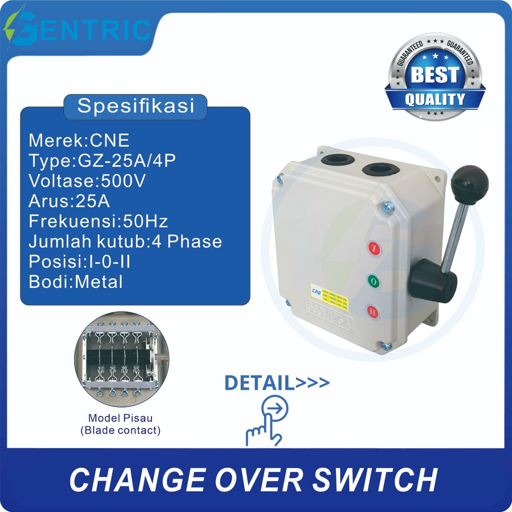 COS MODEL PISAU CHANGE OVER SWITCH MANUAL SAKELAR GZ-25A 4P I-0-II (ON-OFF-ON). BEST QUALITY