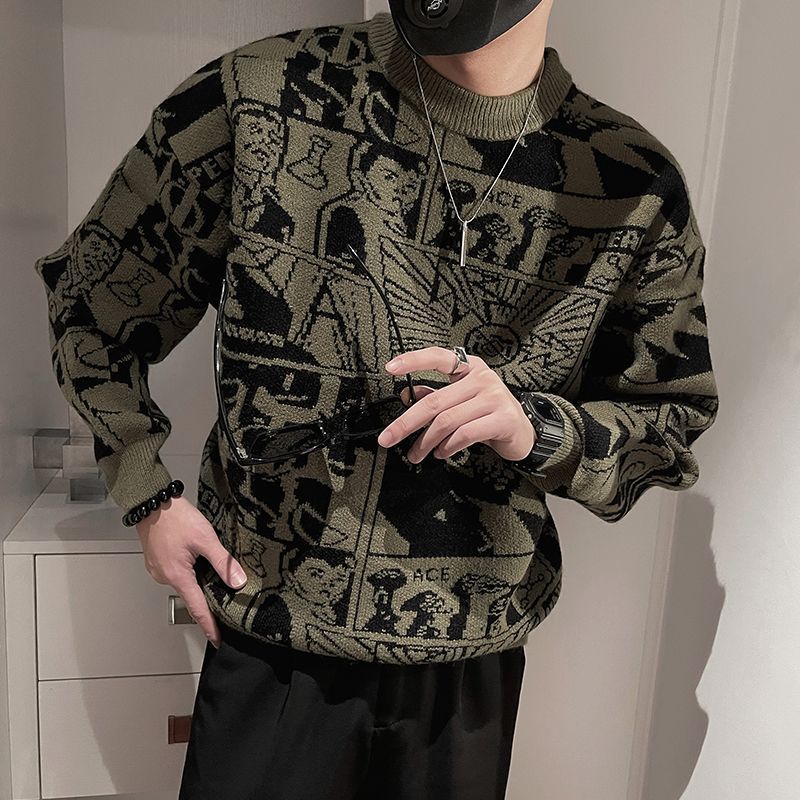 Sweater berwarna mewah, baju legging pria, baju rajutan, lengan panjang, baju rajutan.