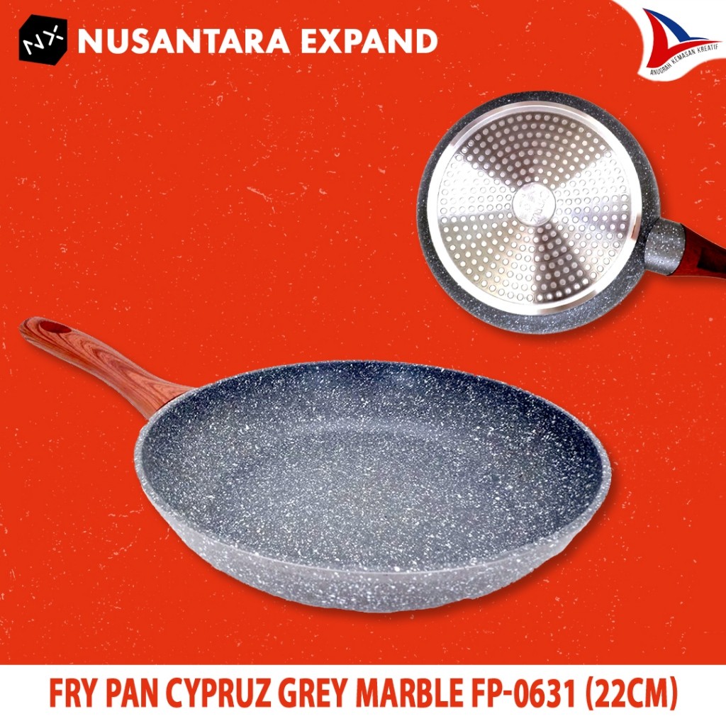 Fry Pan  Teflon Cypruz Grey Marble Bisa Cod