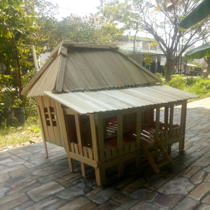 miniatur rumah adat palembang dari stik es krim