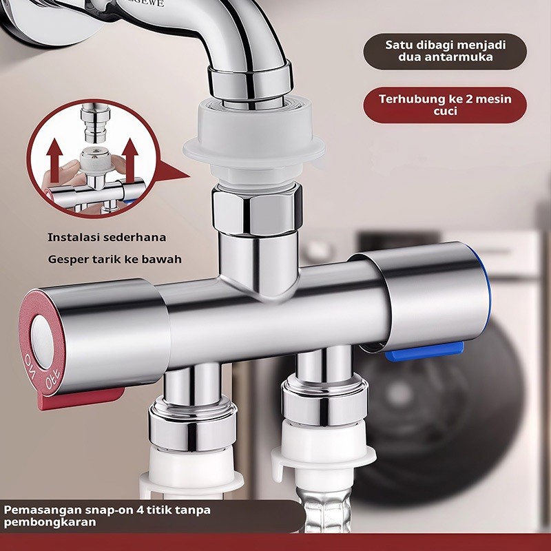 Splitter Shower 1 Masuk 2 Keluar, Katup Kontrol Ganda 1/2 …