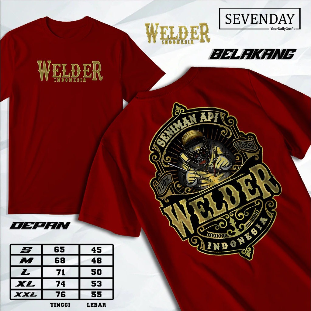 T-shirt Kaos Welder indonesia seniman api - Baju distro kekinian - Baju Dewasa Pria Wanita