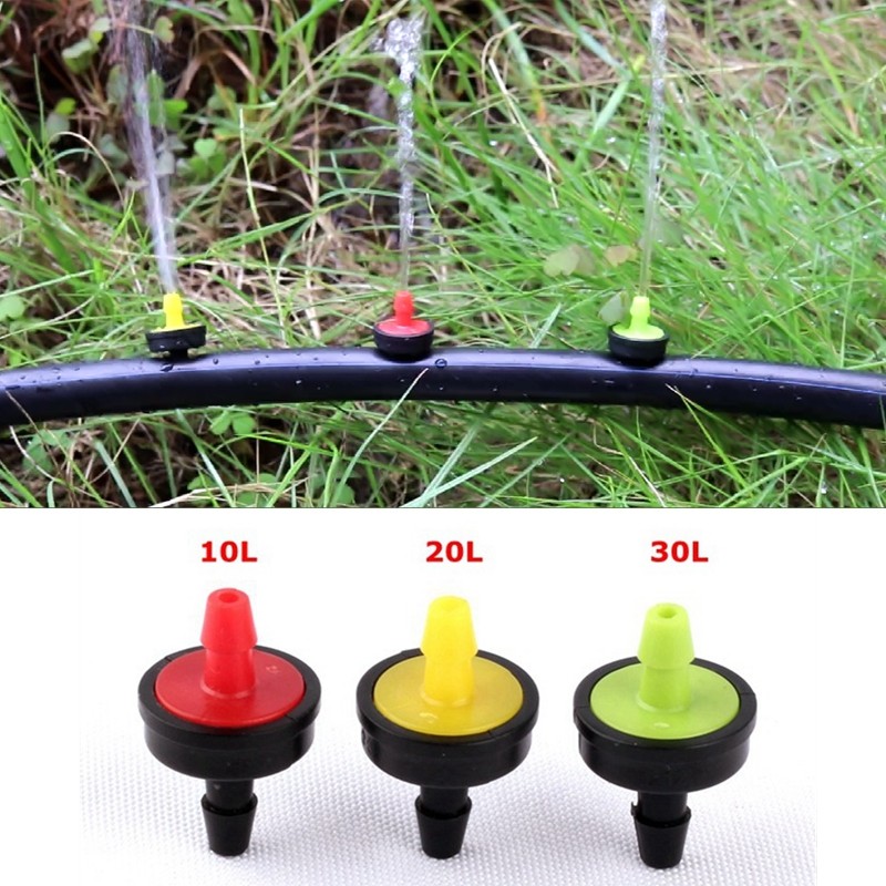 50pcs Flow 10L 20L 30L Pressure Compensating Drip Emitter Self-cleaning Drip Irrigation Water Regula