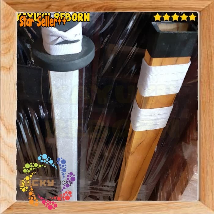 mainan pedang kayu katana bokken 81cm plus sarung bilah silver asli New pro