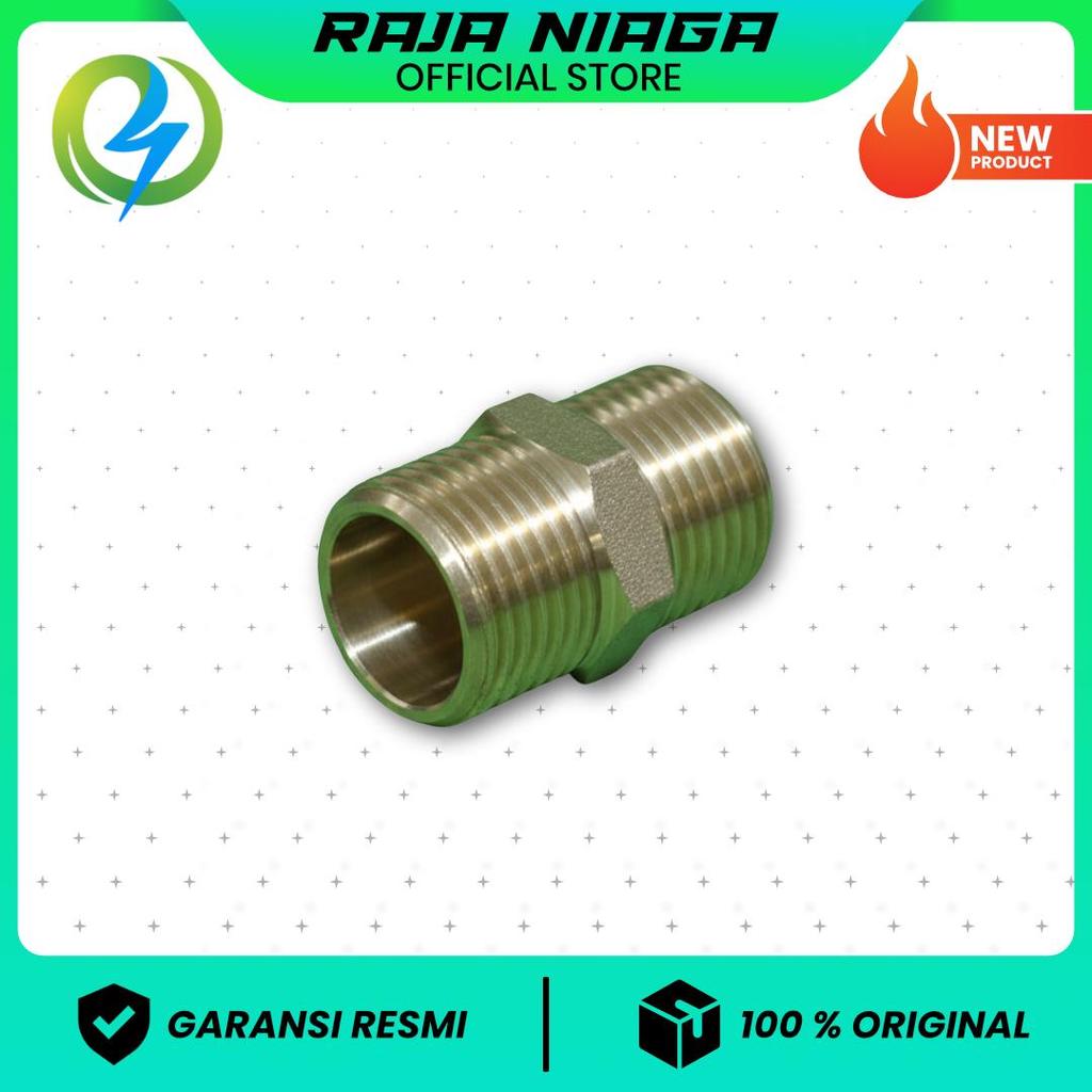 DOUBLE NEPEL 1/2" KUNINGAN. SAMBUNGAN DRAT LUAR