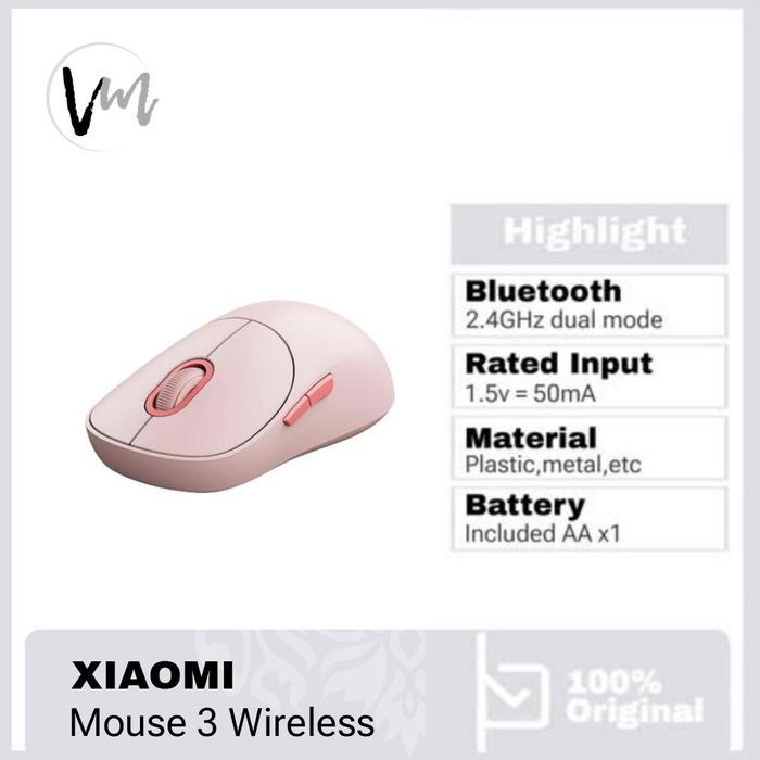 Xiaomi Wireless Mouse 3 Bluetooth 2.4GHz DualMode 1200DPI USB Receiver - Hitam