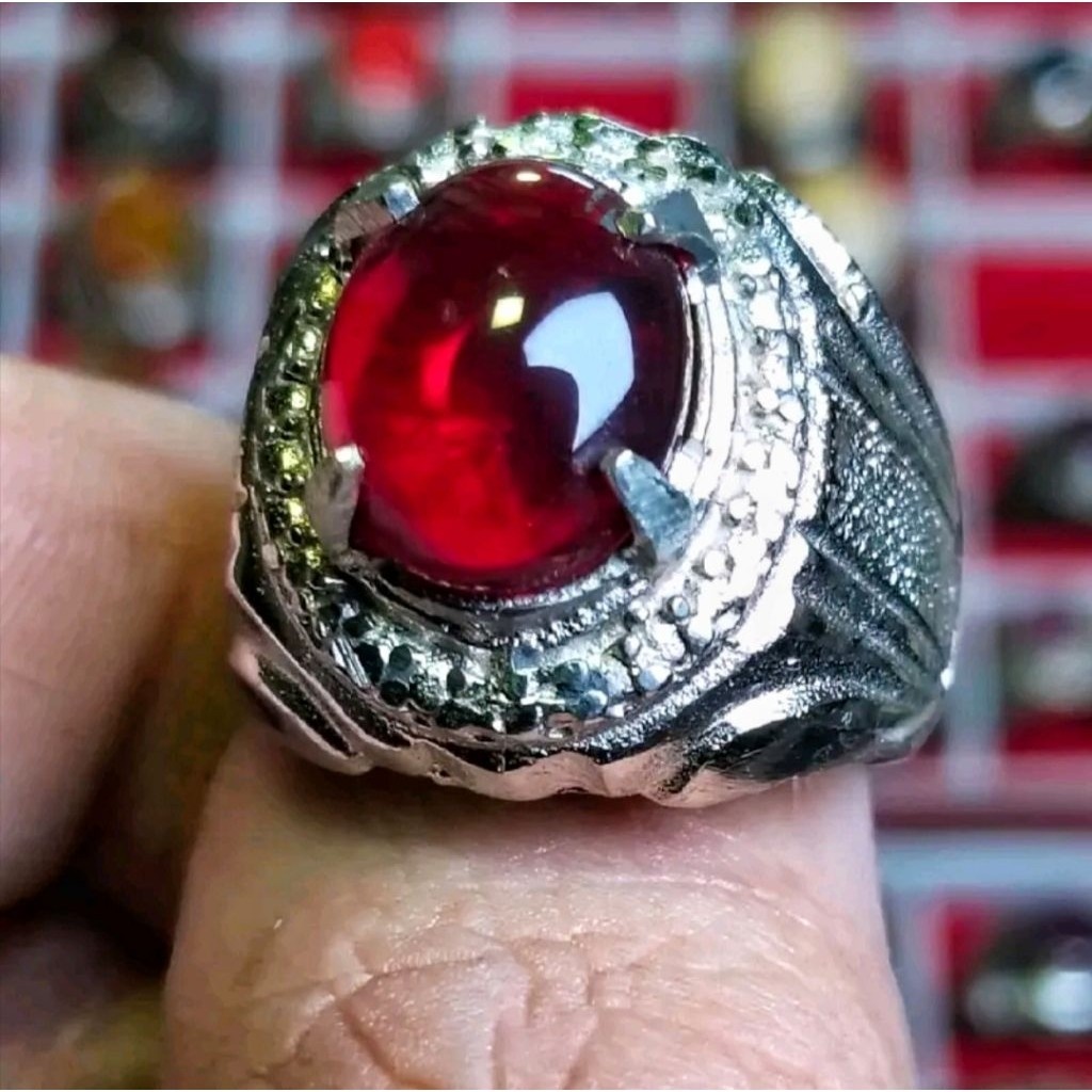 Cincin batu merah delima siam bangkok