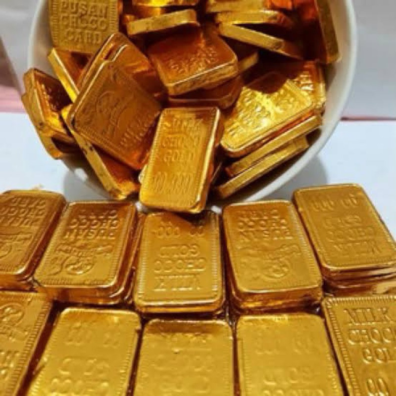 PUSAN COKLAT EMAS BATANG 500gr / COKLAT KOIN DOLLAR EMAS (MATA UANG) REPACK EXP PANJANG